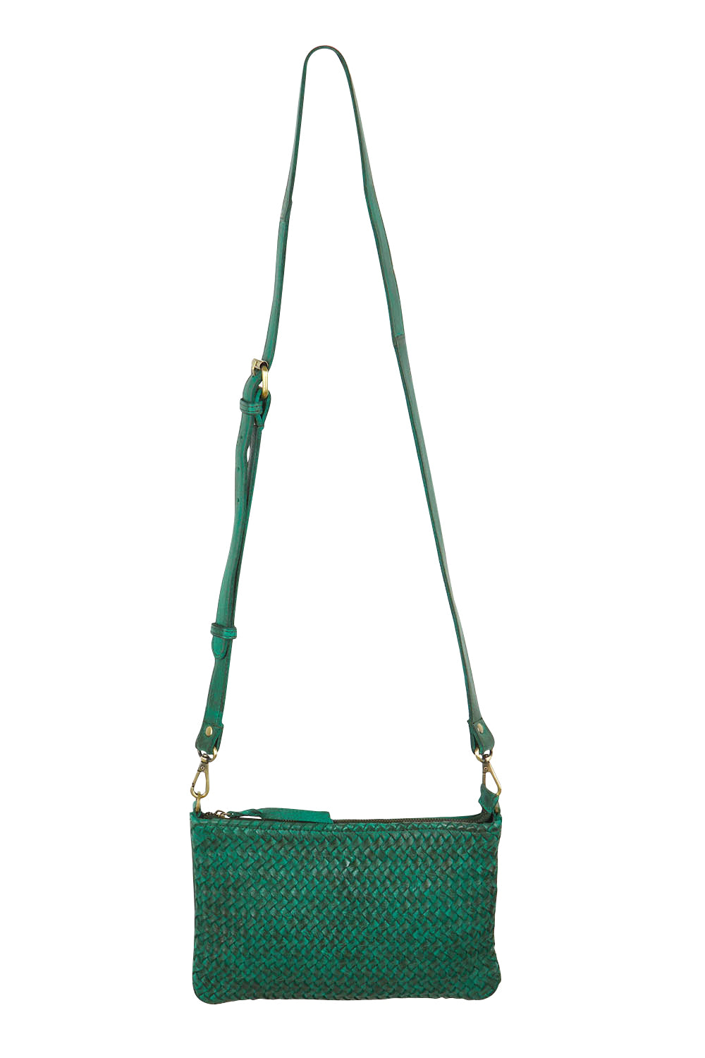 Product shot of the Leather Cassidy Shoulder Bag in colour Green (Green), from the front
