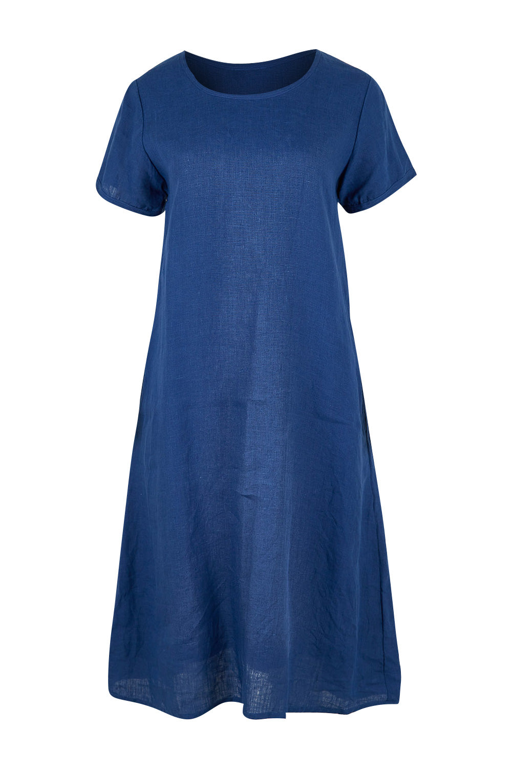 Product shot of the Sabi Dress in colour Ocean (Blue), from the front
