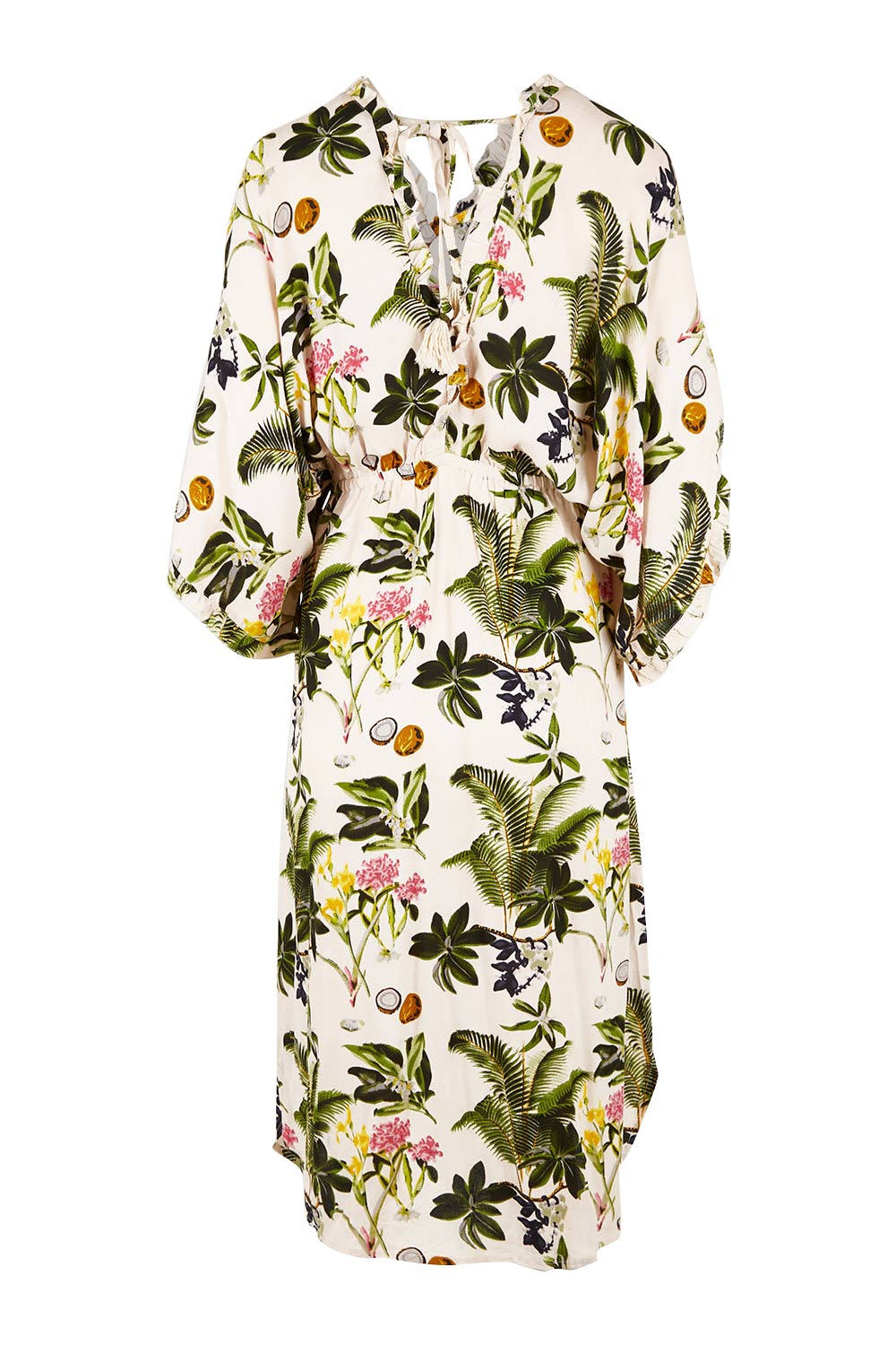 Product shot of the Chico Dress in colour Carribeaan (White), from the back