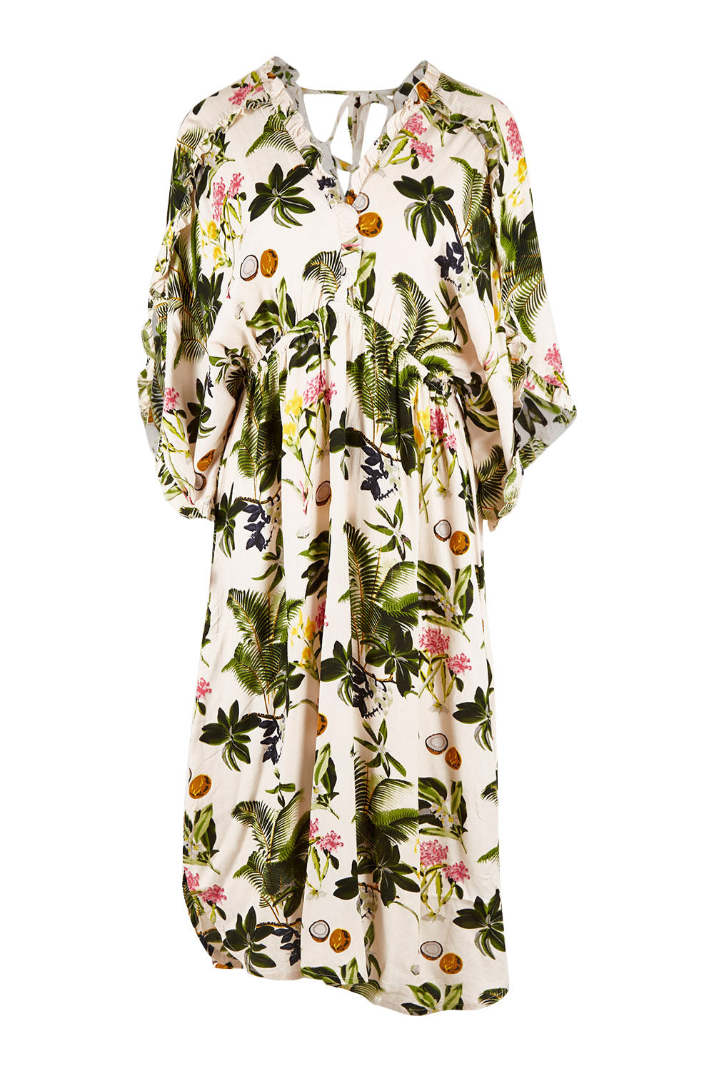 Product shot of the Chico Dress in colour Carribeaan (White), from the front