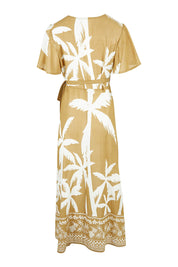 Product shot of the Tropics Wrap Dress in colour Haven, from the back