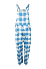 Product shot of the Sailor Overalls in colour Bluecheck (Blue), from the front