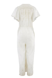 Product shot of the Blackpool Jumpsuit in colour White (White), from the back
