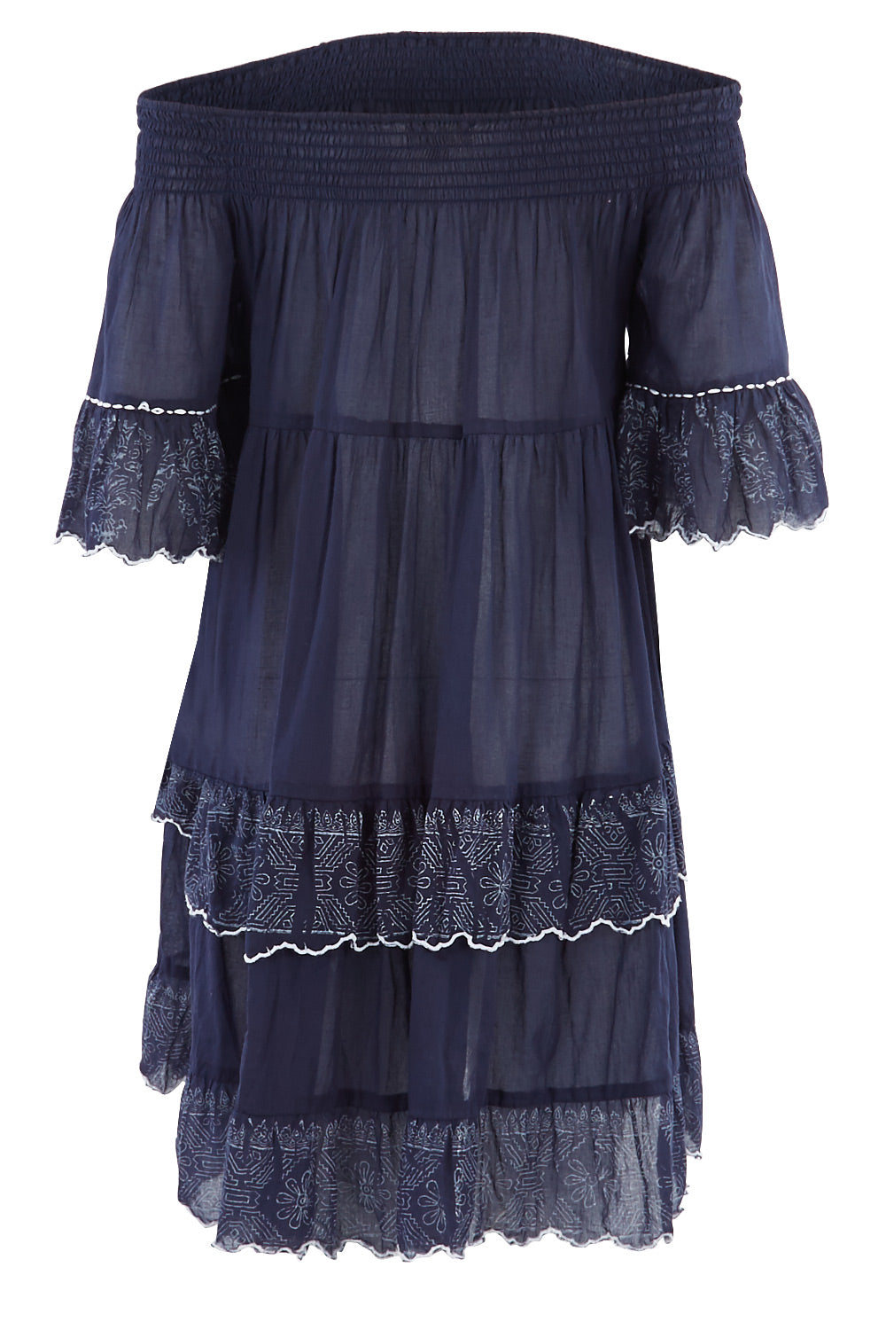 Product shot of the Penzance Dress in colour Indigo (Blue), from the back