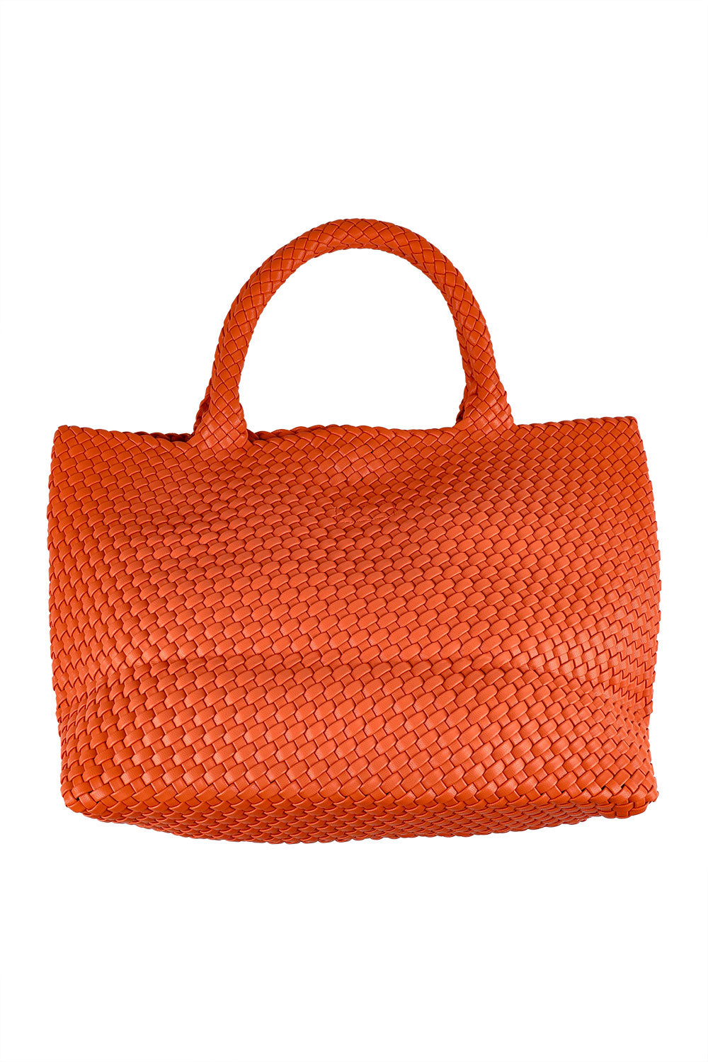 Product shot of the Detroit Woven Tote Bag in colour Burntorang, from the back