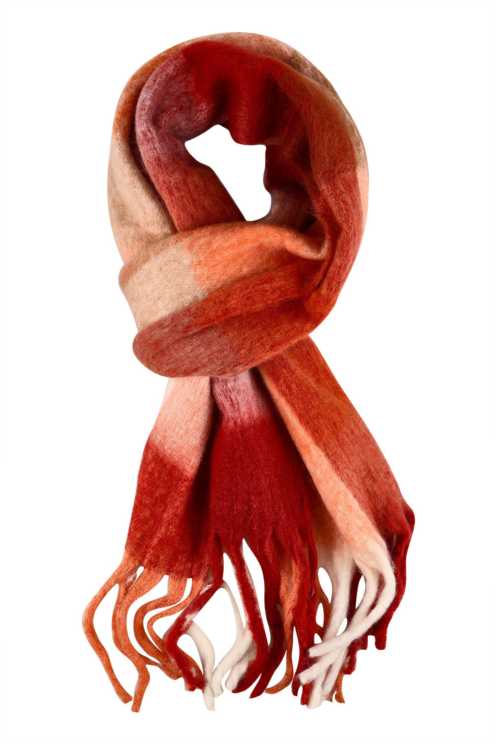 Product shot of the Cruz Scarf in colour Orange, from the front