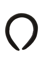 Product shot of the Beaded Solid Headband in colour Black (Black), from the front