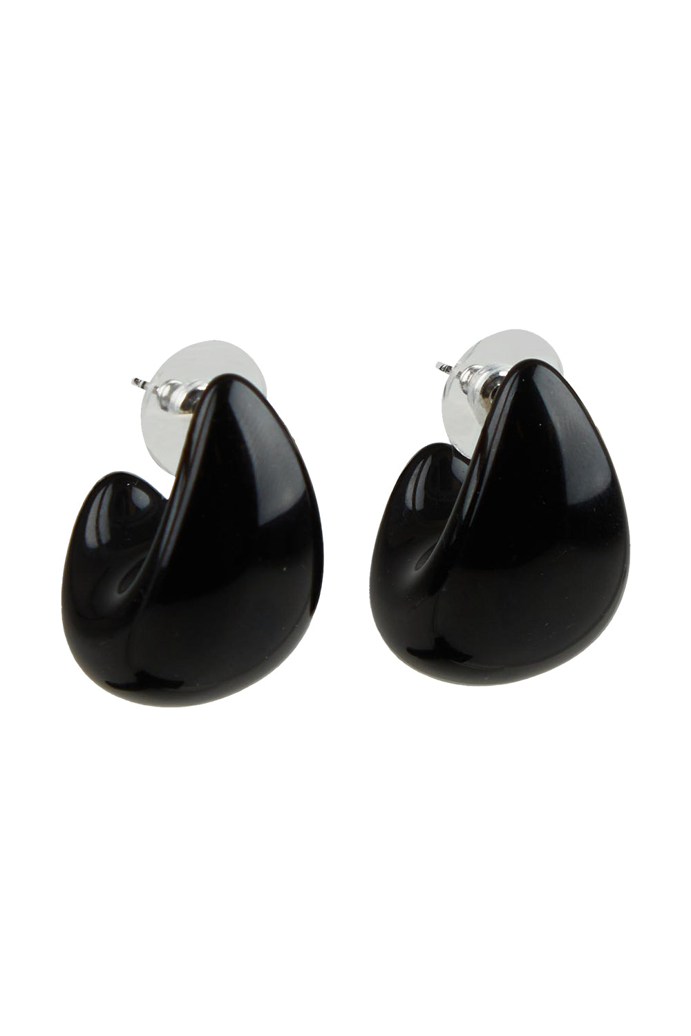 Product shot of the Gina Earrings in colour Black (Black), from the front