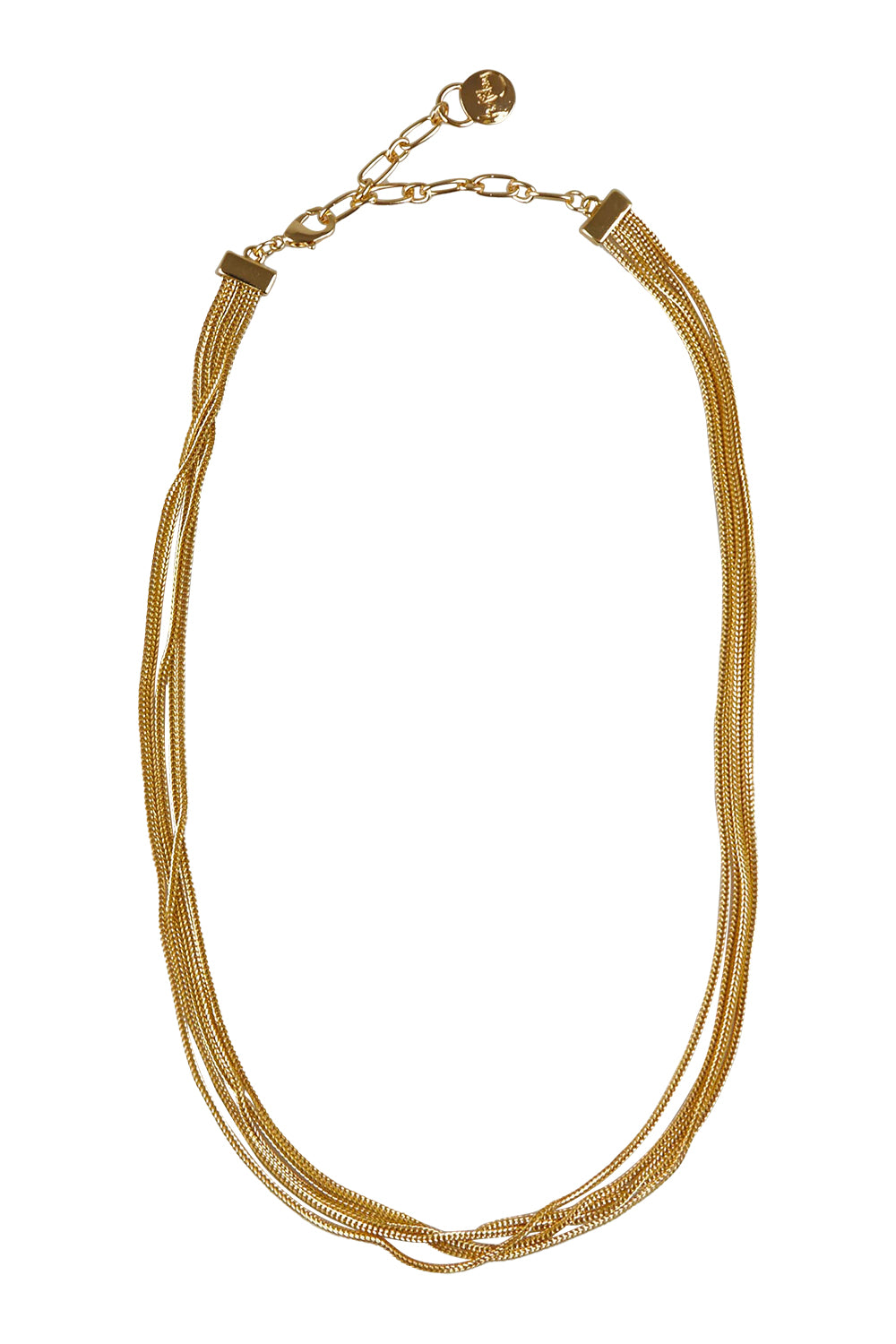 Product shot of the Leo Necklace in colour Gold (Metallics), from the front