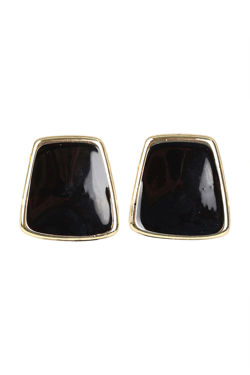 Product shot of the Fleur Earrings in colour Black (Black), from the front