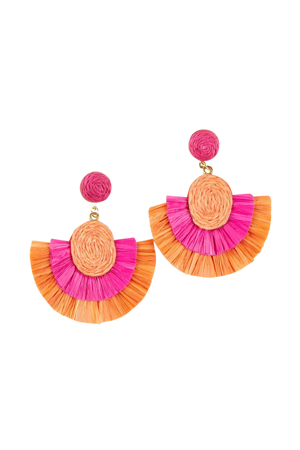 Product shot of the Torino Earrings in colour Pinkorange, from the front