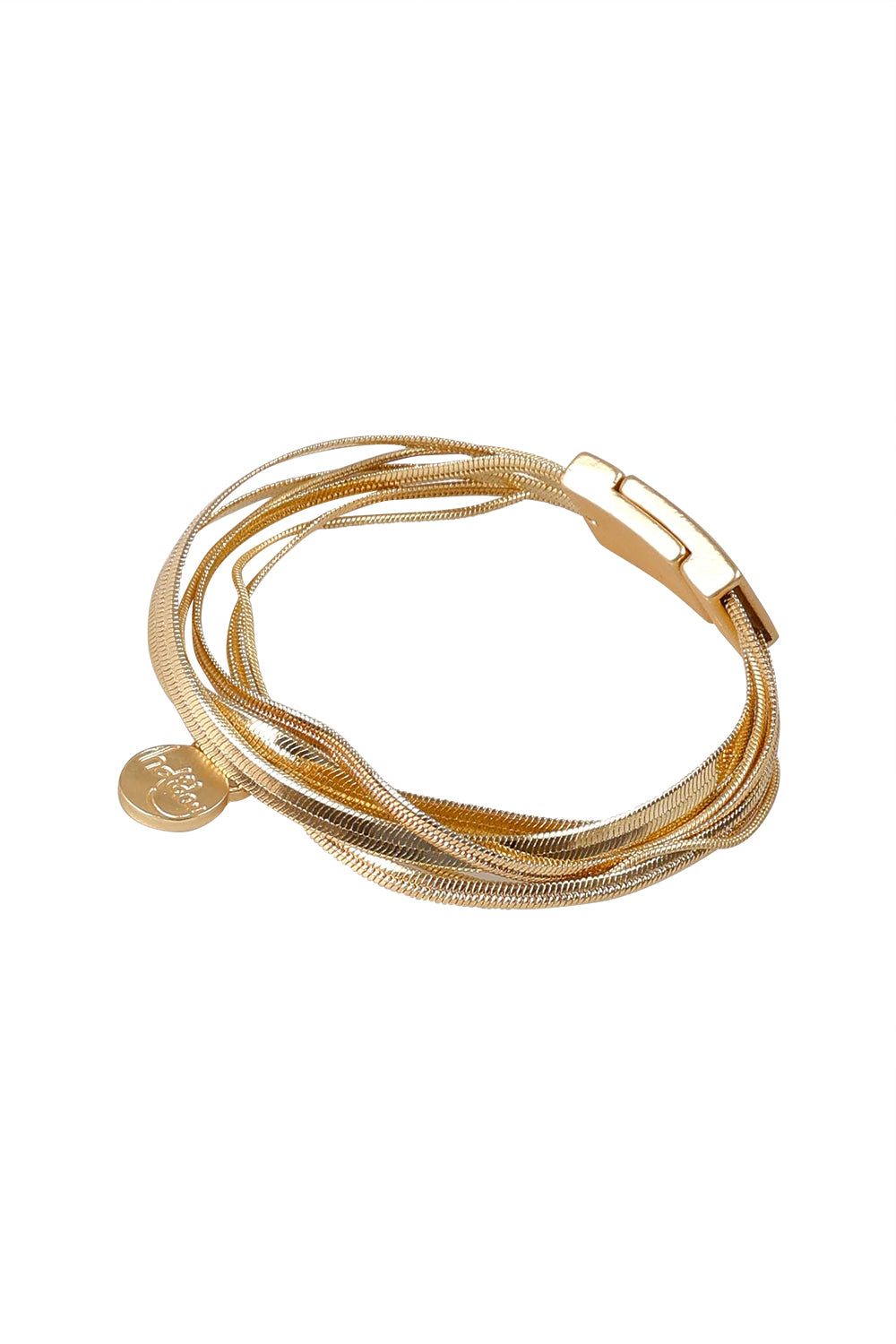 Product shot of the Digby Bracelet in colour Gold (Metallics), from the front