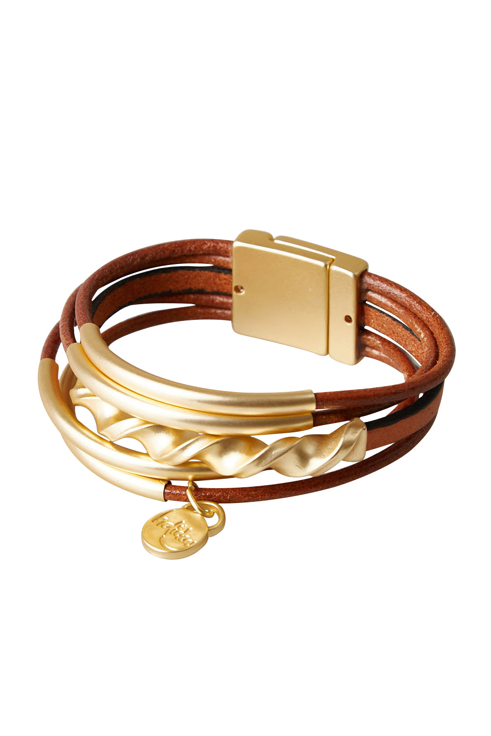Product shot of the Kaur Bracelet in colour Tangold, from the front