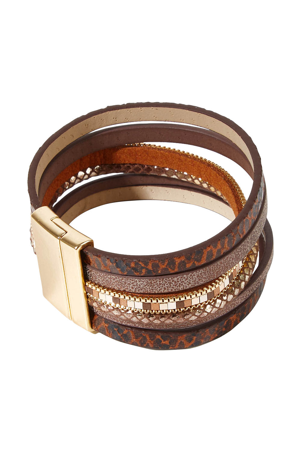 Product shot of the Marnie Bracelet in colour Goldbrown, from the back