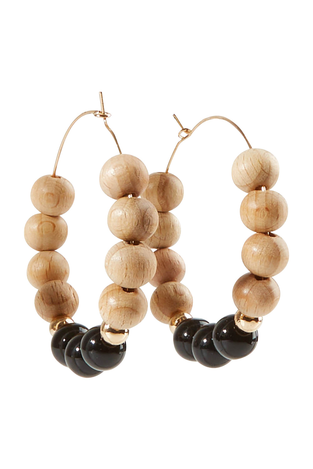 Product shot of the Shadow Stone Hoop Earrings in colour Black (Black), from the front