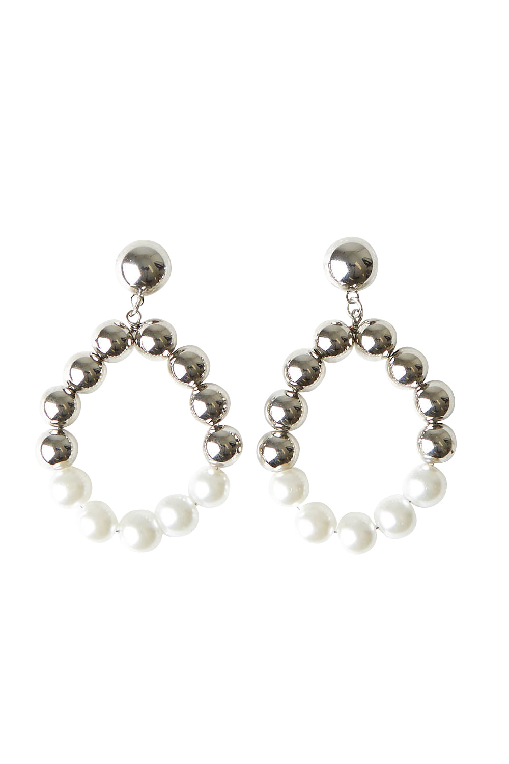 Product shot of the Holly Earrings in colour Silver (Metallics), from the front