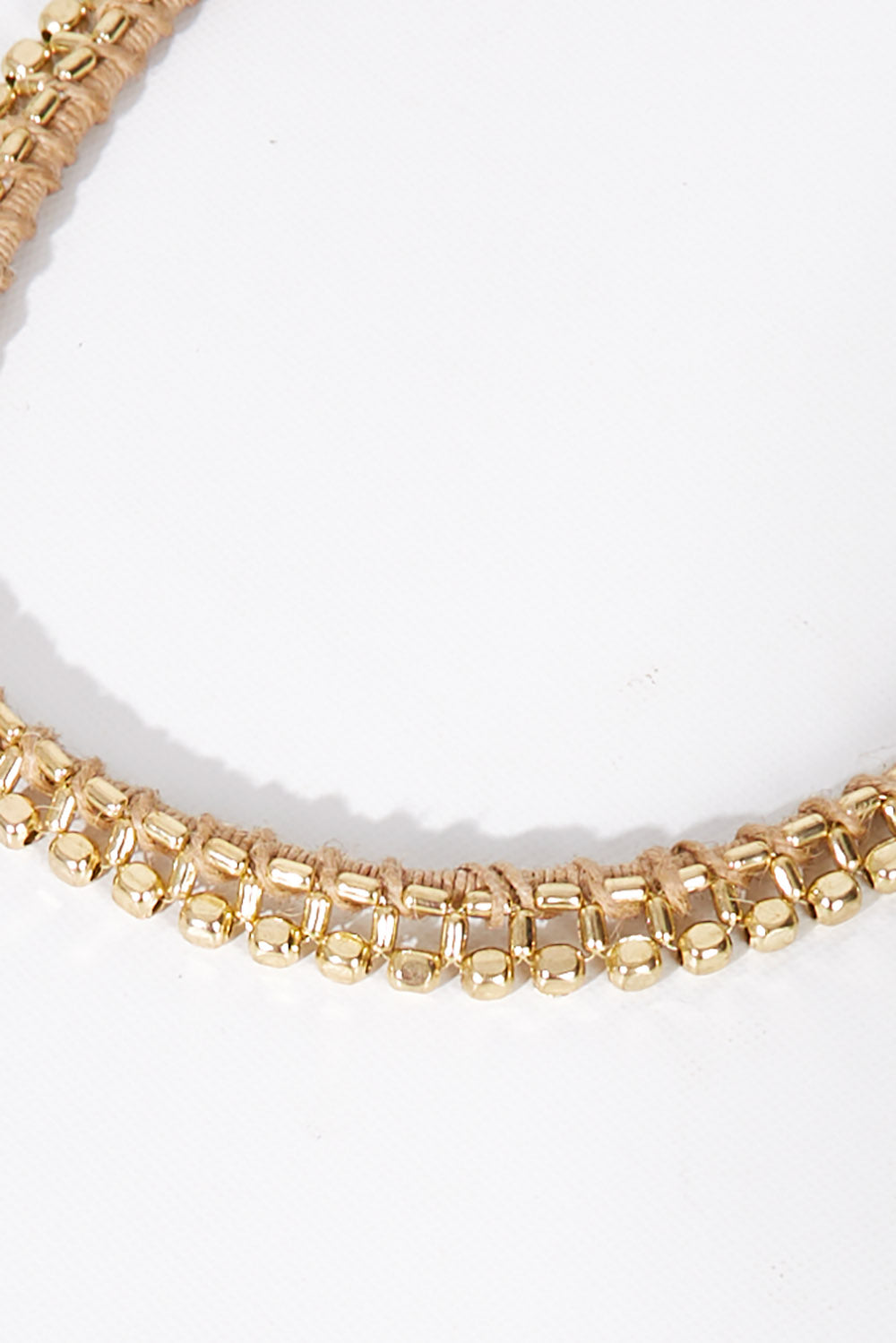 A model wearing size OneSize of the Darla Necklace in colour Gold (Metallics), from the front, showing the whole outfit