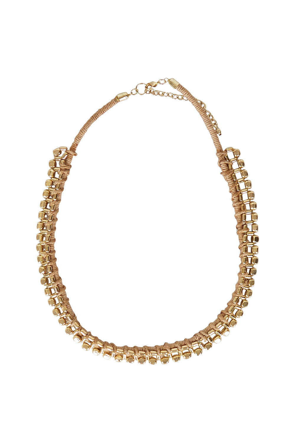 Product shot of the Darla Necklace in colour Gold (Metallics), from the front