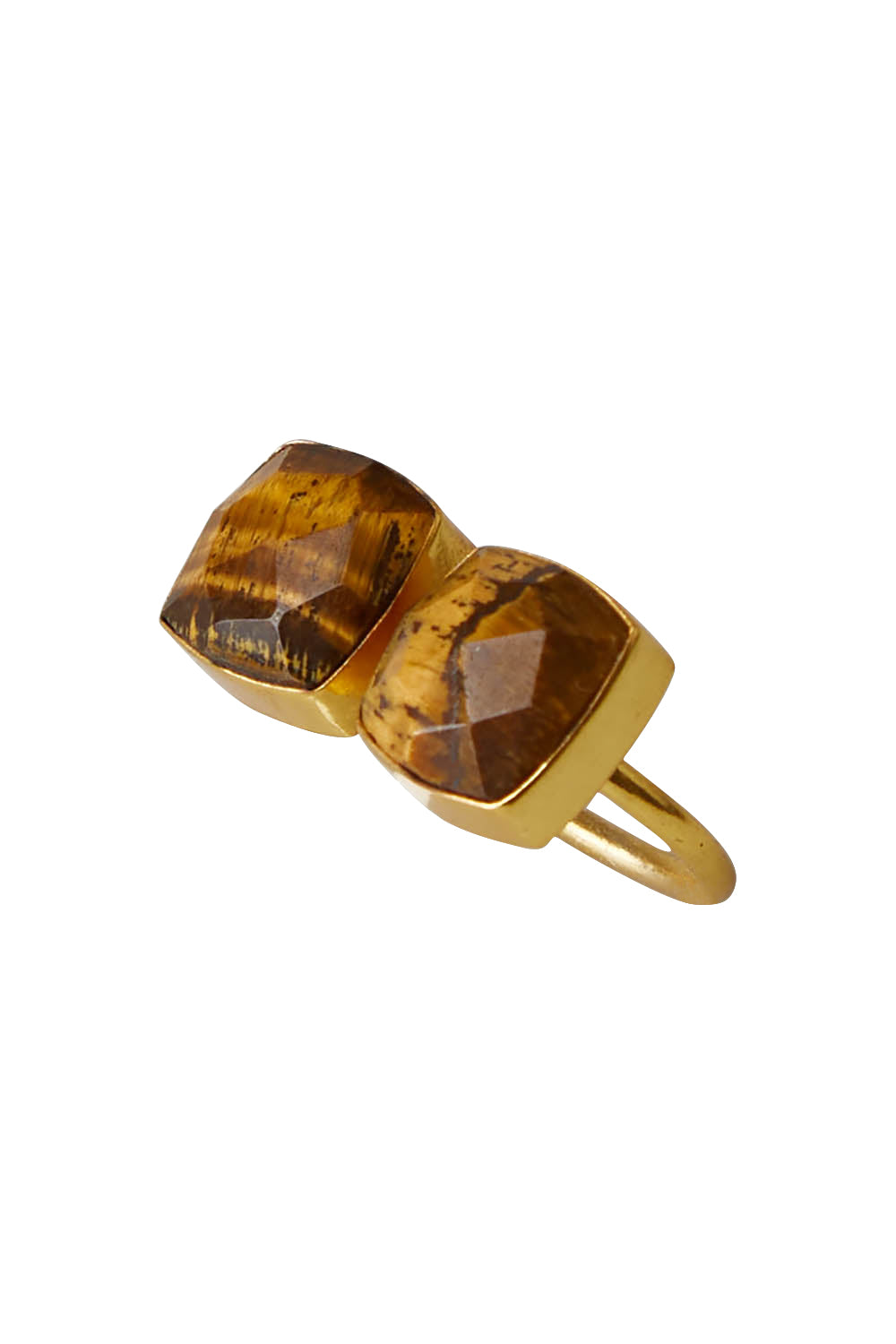 Product shot of the Kena Ring in colour Tigerseye, from the front