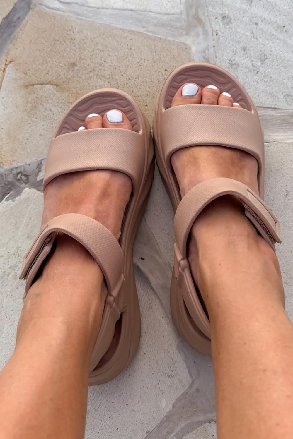 Product shot of the Cloud Nine Eva Sandal - Natural in colour Natural, showing detail
