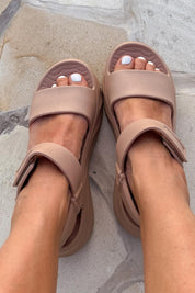Product shot of the Cloud Nine Eva Sandal - Natural in colour Natural, showing detail