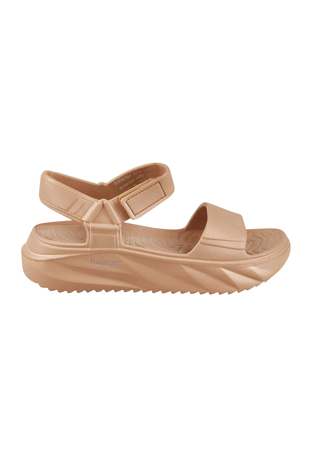 Product shot of the Cloud Nine Eva Sandal in colour Natural, from the front
