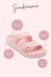 Product shot of the Sundreamer EVA Slide in colour Blush (Pink), detail