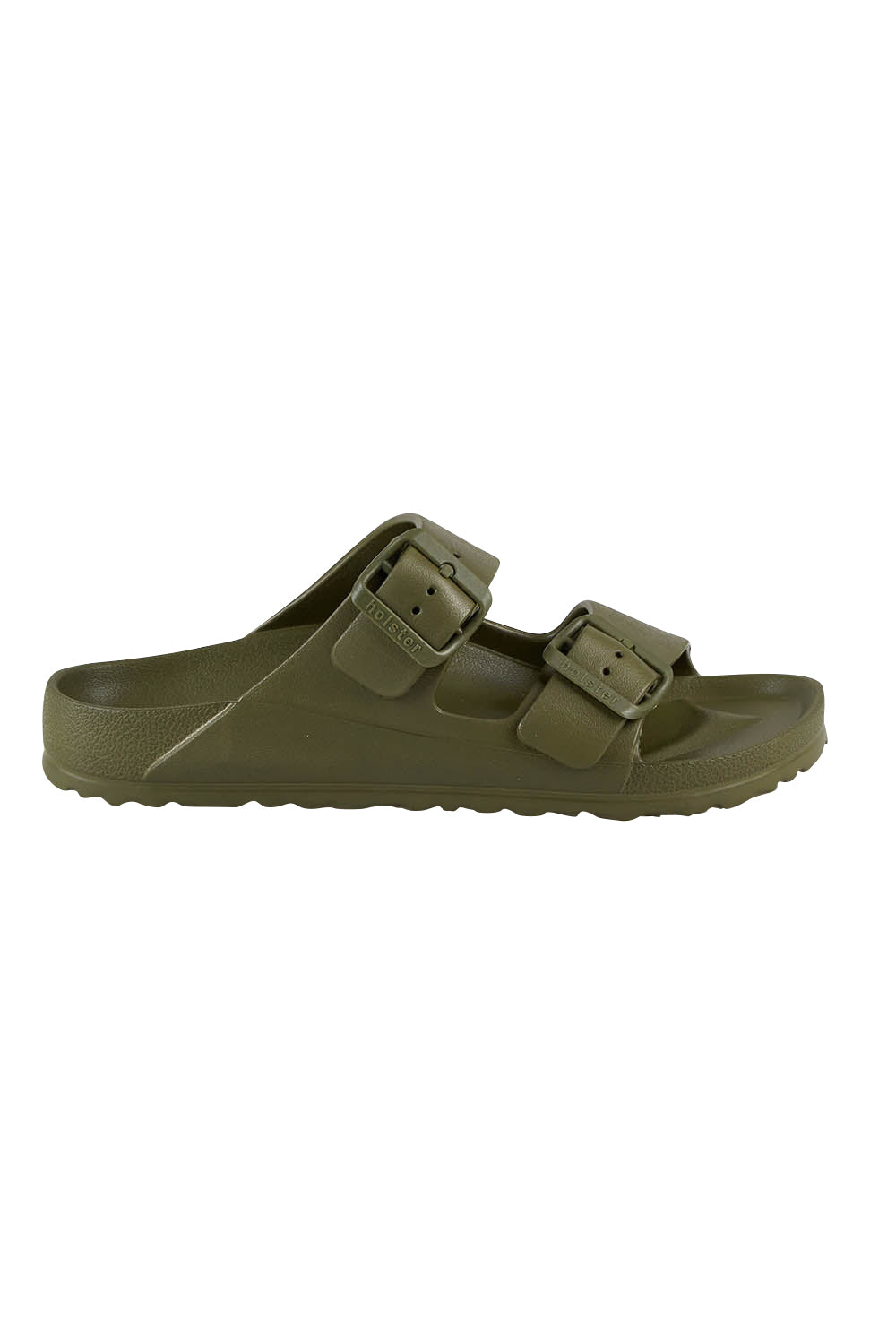 Product shot of the Sundreamer EVA Slide in colour Khaki (Green), from the front