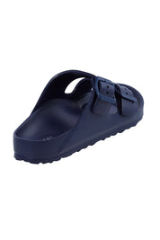 Product shot of the Sundreamer EVA Slide in colour Navy (Blue), from the back