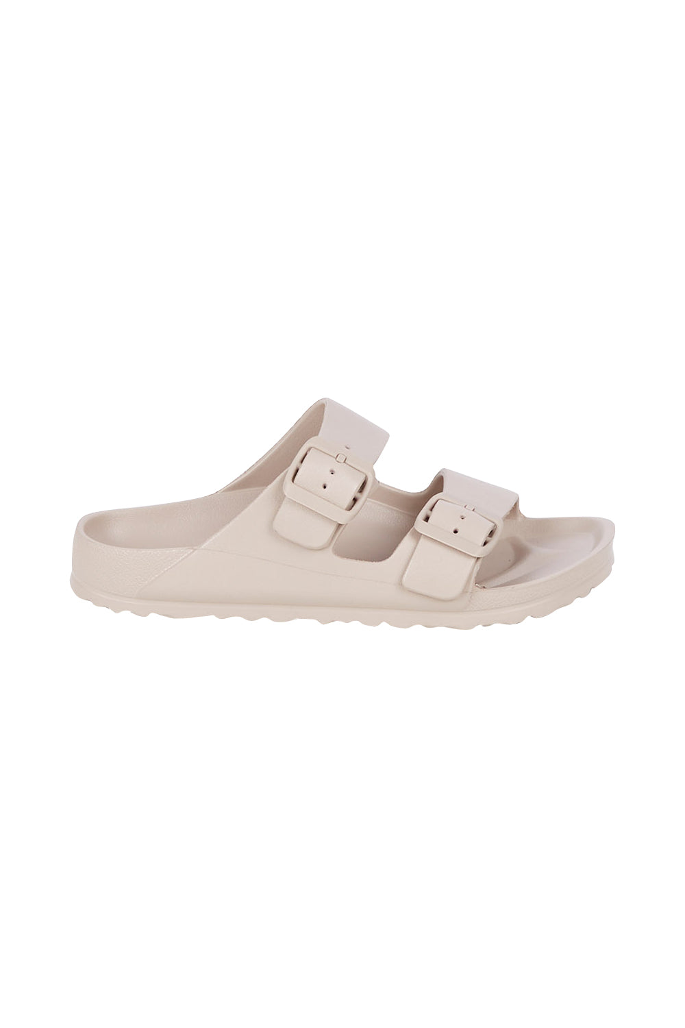Product shot of the Sundreamer EVA Slide in colour Sand, from the front