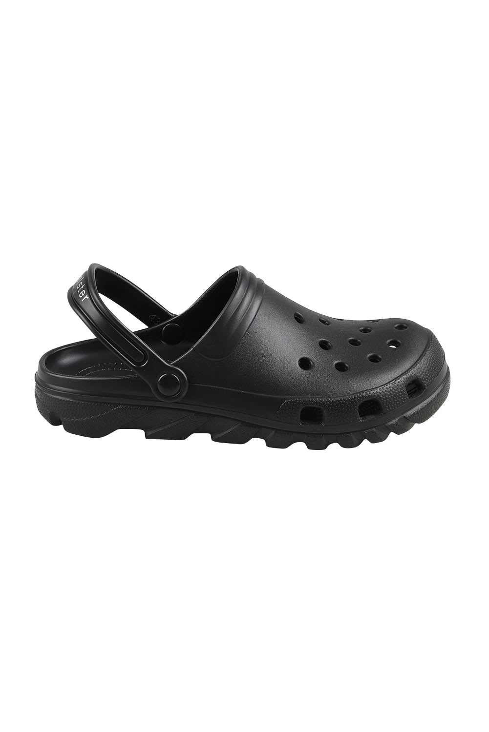 Product shot of the Sundrifter Eva Slide in colour Black (Black), from the front