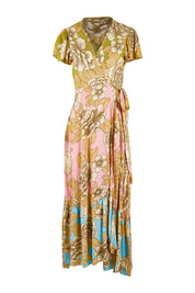 Product shot of the Margarita Dress SS in colour Botanical (Pink), from the front