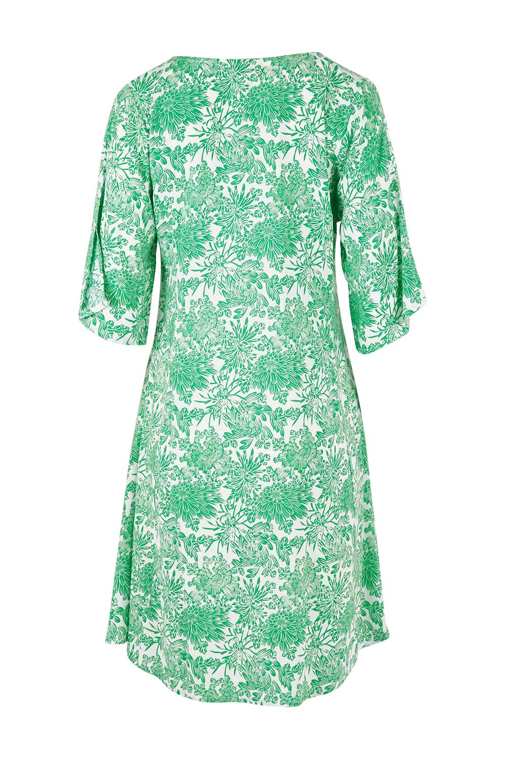 Product shot of the Romance Dress in colour Giardgreen (Green), from the back