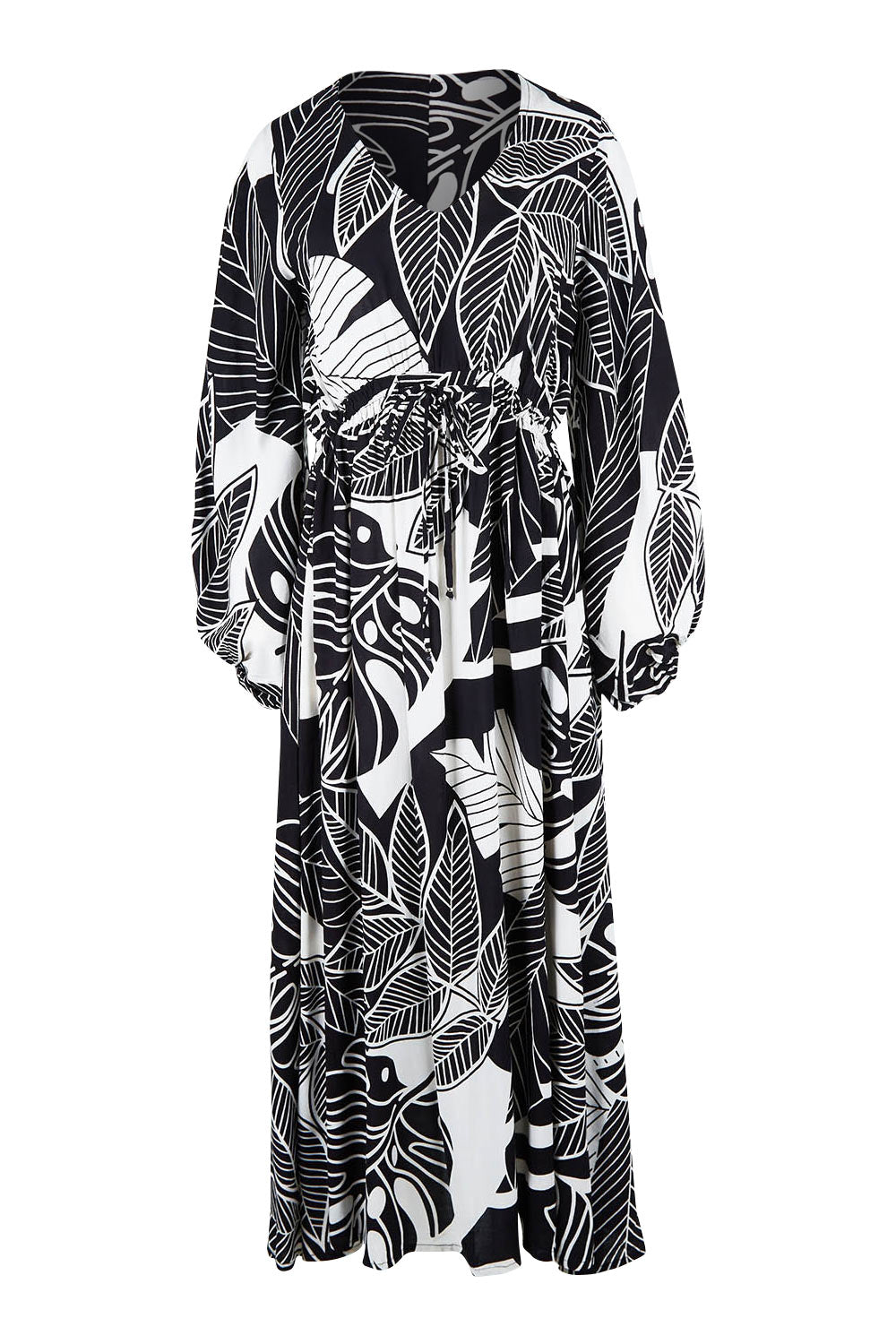 Product shot of the Mimosa Dress in colour Brazil (Black), from the front