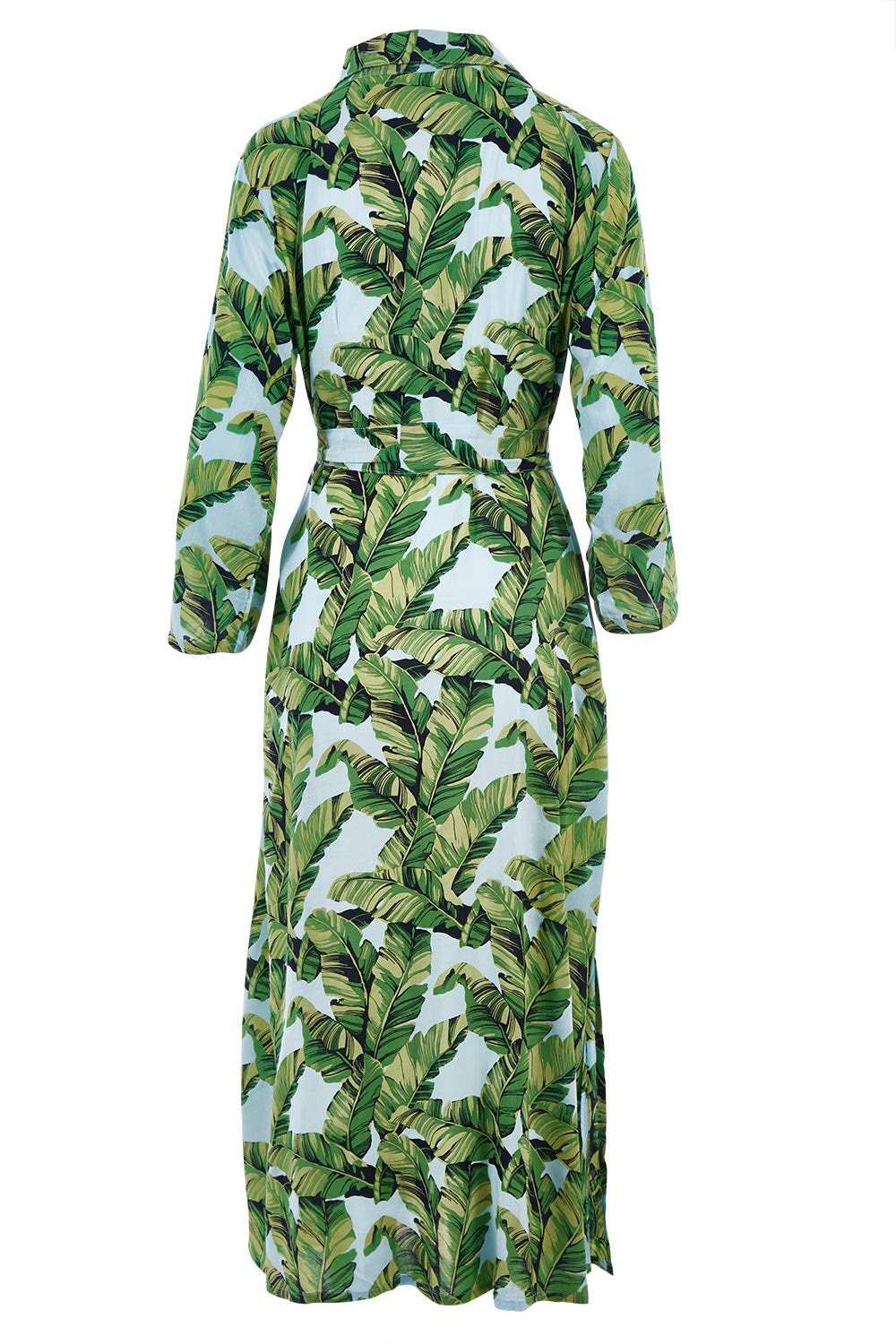Product shot of the Patsy Dress in colour PapBlue (Blue), from the back