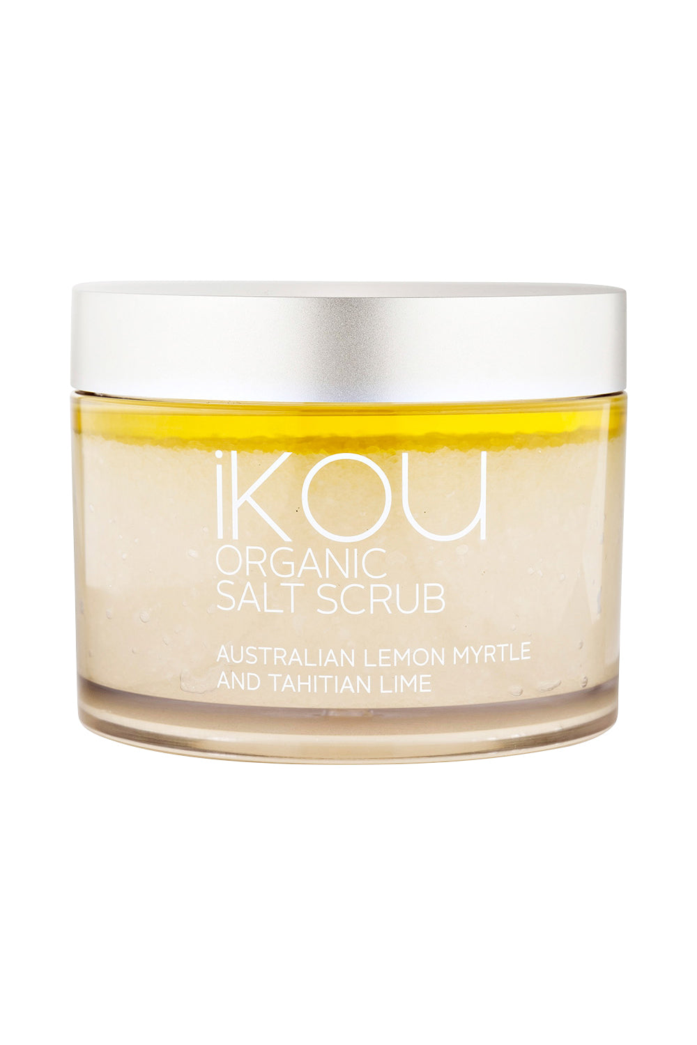 Product shot of the Lemon Myrtle Lime Organic Body Scrub in colour Lemonmyrtl (White), from the front