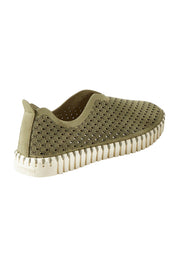 Product shot of the Tulip Sneaker in colour Army (Green), from the back