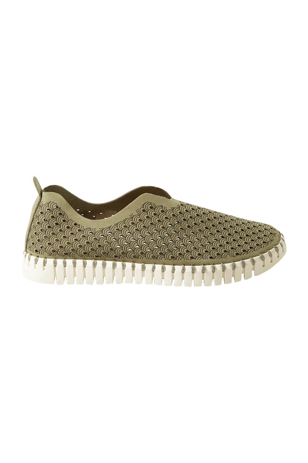 Product shot of the Tulip Sneaker in colour Army (Green), from the front