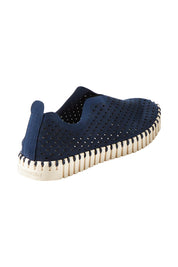 Product shot of the Tulip Sneaker in colour Drkindigo (Blue), from the back