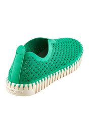 Product shot of the Tulip Sneaker in colour Ferngreen (Green), from the back