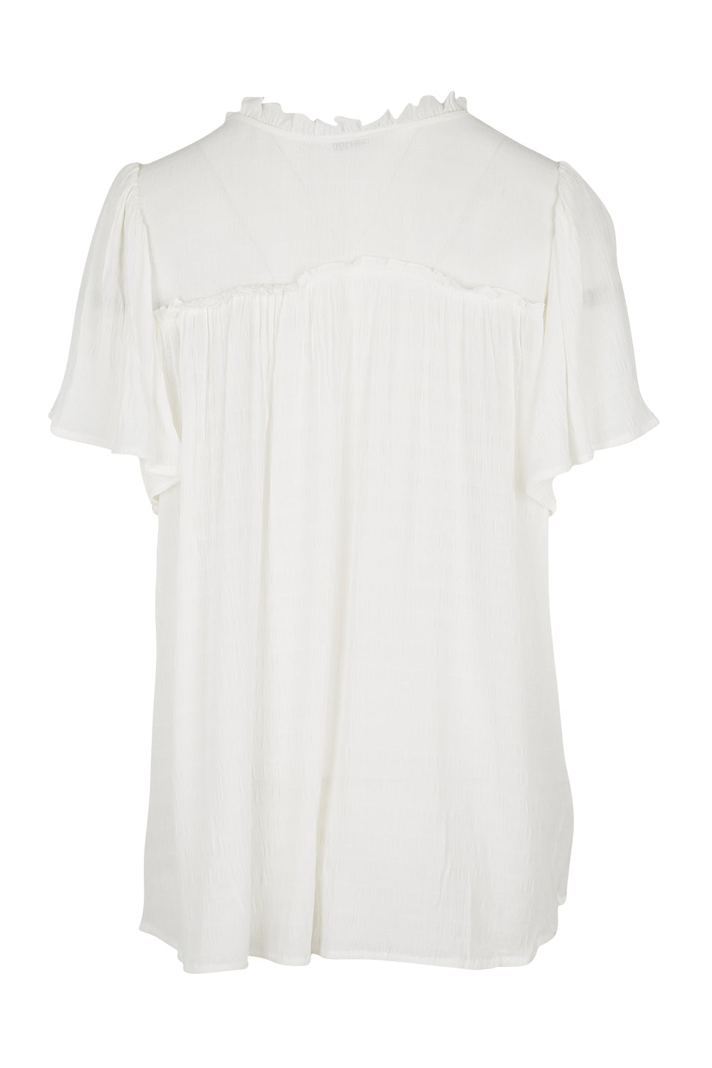 Product shot of the Frances Flutter Sleeve Top in colour White (White), from the back