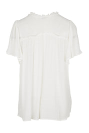 Product shot of the Frances Flutter Sleeve Top in colour White (White), from the back