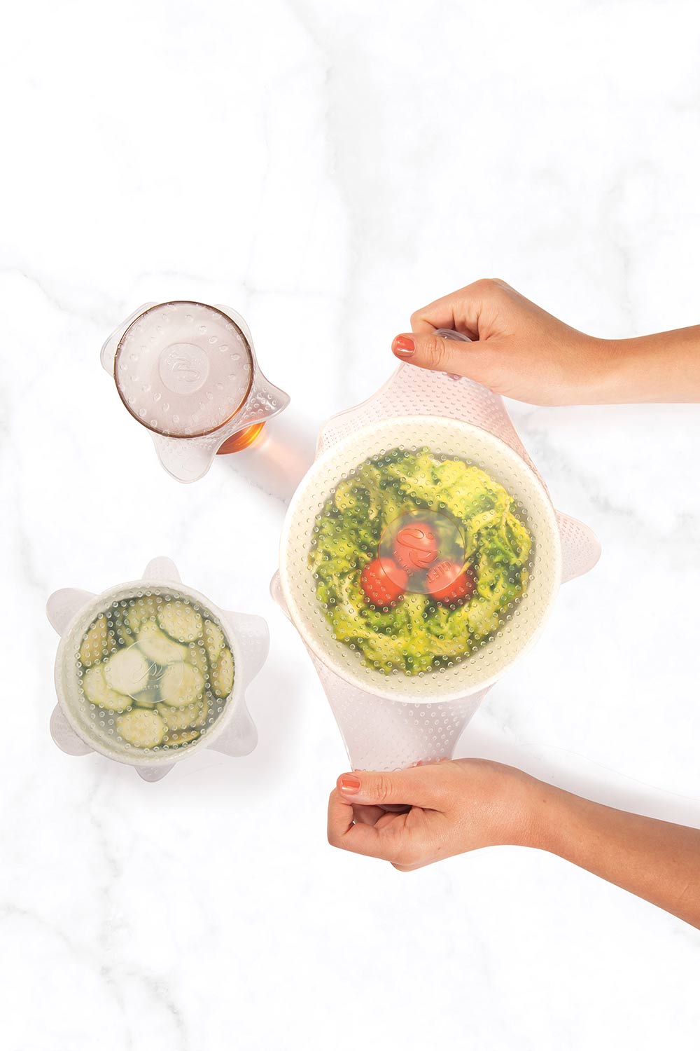 Product shot of the Reusable Food Wrapin colour Set Of 4 - Clear, from the front