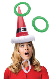 Product shot of the Santa Hat Ring Toss in colour Red (Red), detail