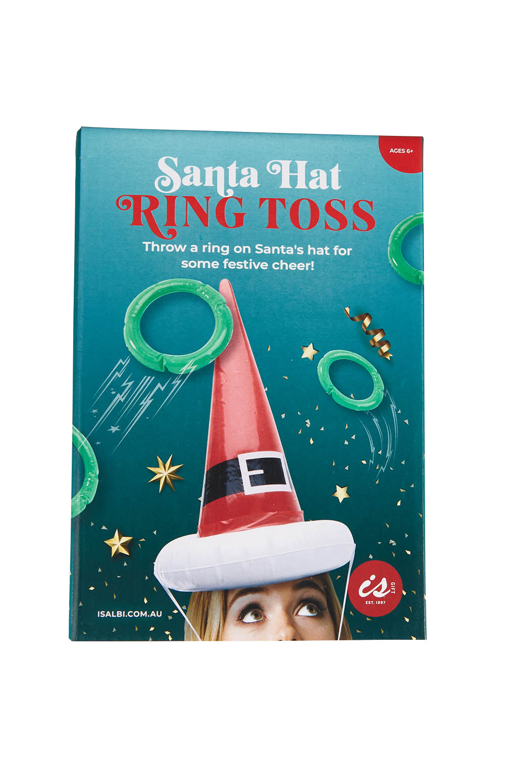Product shot of the Santa Hat Ring Toss in colour Red (Red), from the front