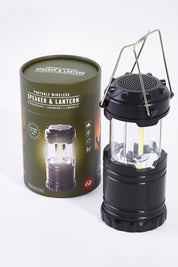 A model wearing size OneSize of the Portable Wireless Speaker And Lantern in colour Black (Black), from the front, showing the whole outfit
