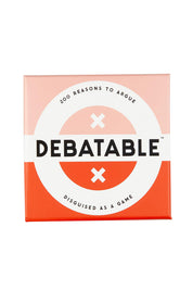 Product shot of the It's Debatable Game in colour Pinkorange, from the front