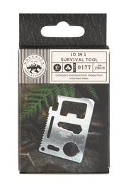 Product shot of the 10 In 1 Survival Tool in colour Silver (Metallics), from the front