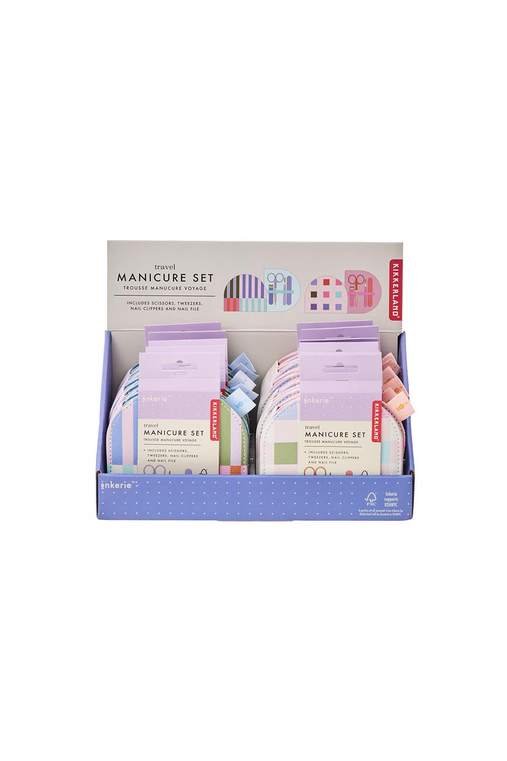 Product shot of the Travel Manicure Set - Lineprint in colour Lineprint, from the back
