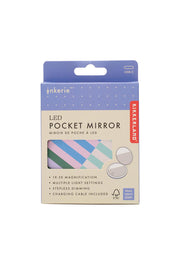 Product shot of the LED Rechargable Pocket Mirror - Lineprint in colour Lineprint, from the front